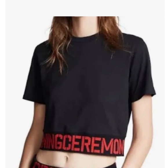 Opening Ceremony Black & Red Crew Neck Crop Top - Picture 9 of 10